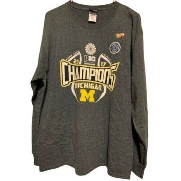 MICHIGAN WOLVERINES BIG TEN TOURNAMENT CHAMS SIZE L LONG SLEEVED T-SHIRT **NEW** - Picture 1 of 2